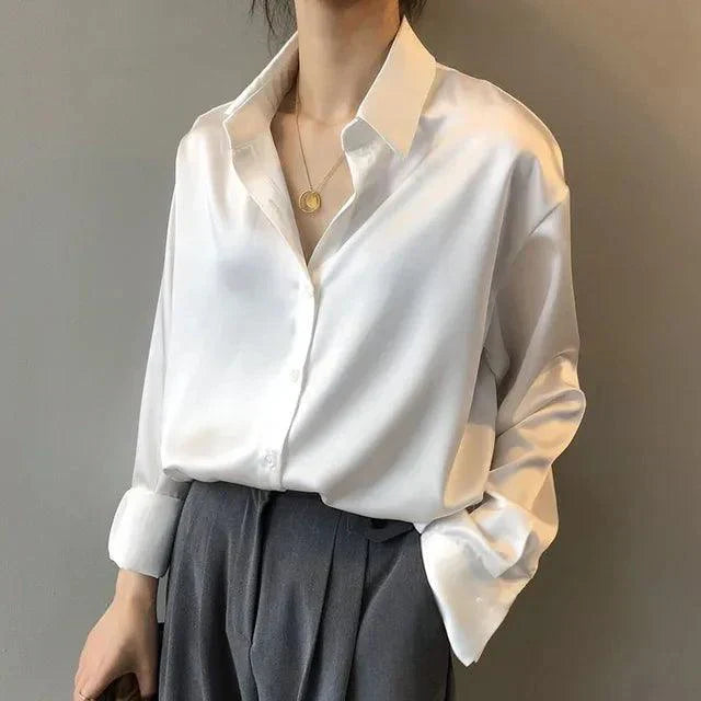 Blouse Décontractée Élégante en Satin Femmes