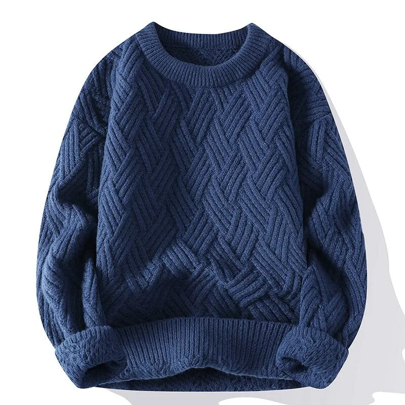 Johny | Pull en maille torsadée vintage pour homme à col rond