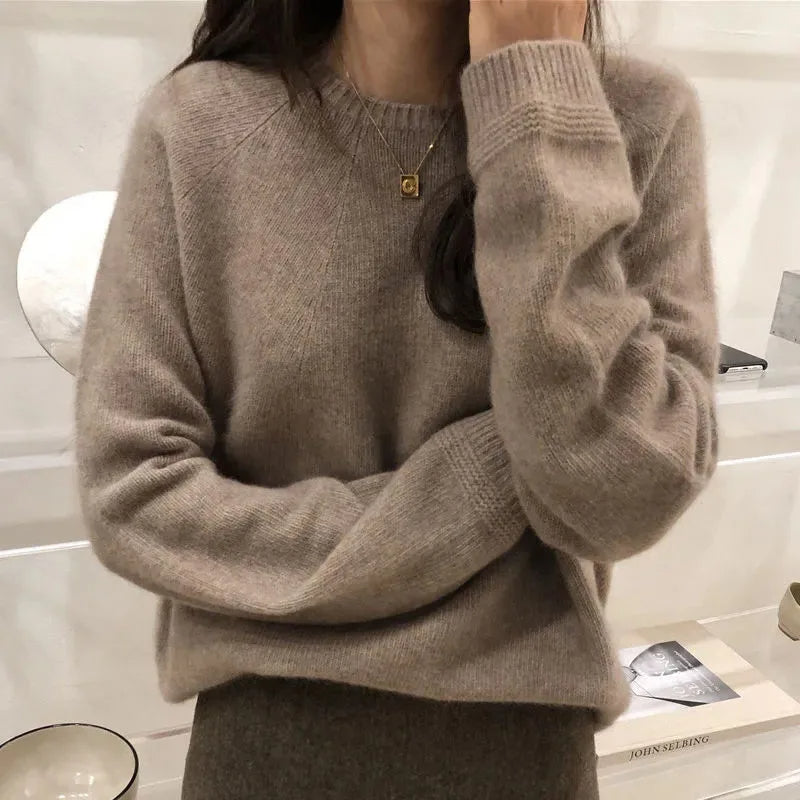 Pull Doux à Col Rond pour Femmes