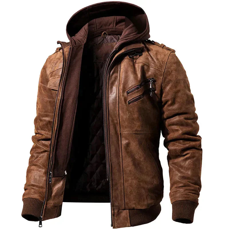 Dennis - Veste en cuir moderne Dual-Core pour Homme