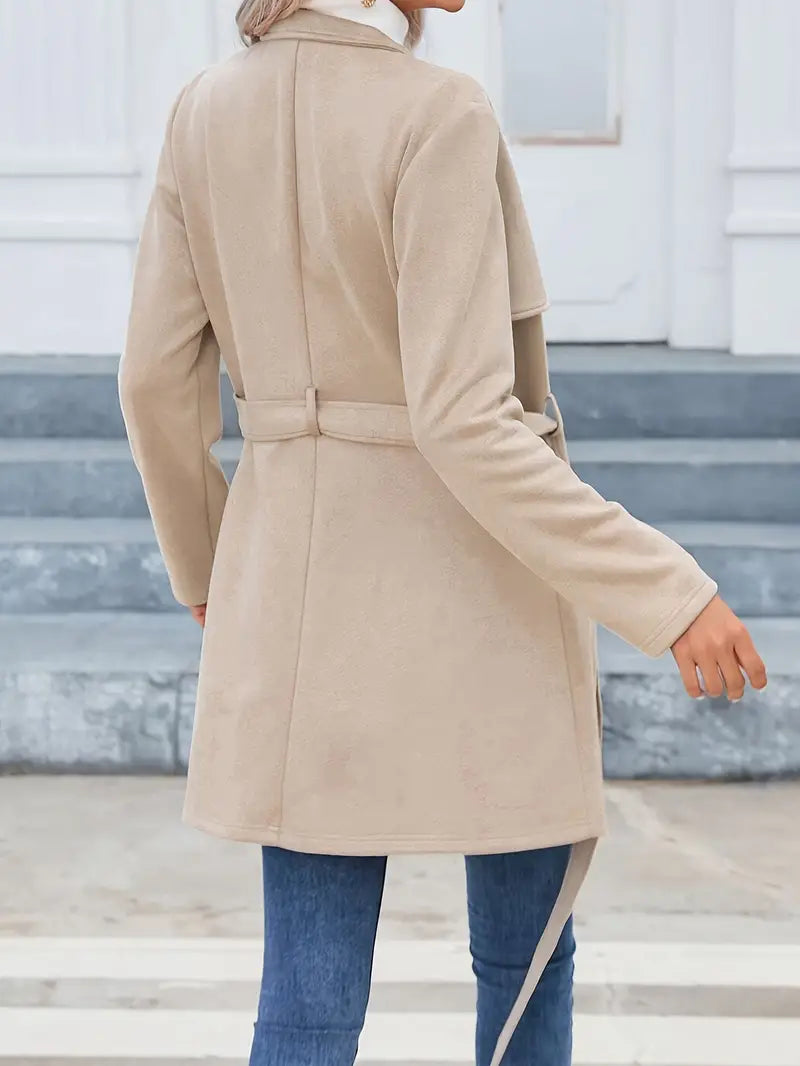 Elsie - Manteau mi-long avec zip et col montant et ceinture