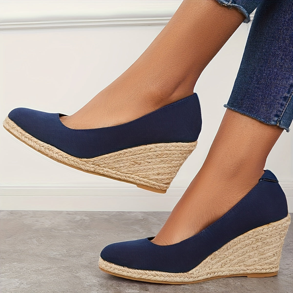 Espadrilles à Talon Wedge à Enfiler pour Femmes