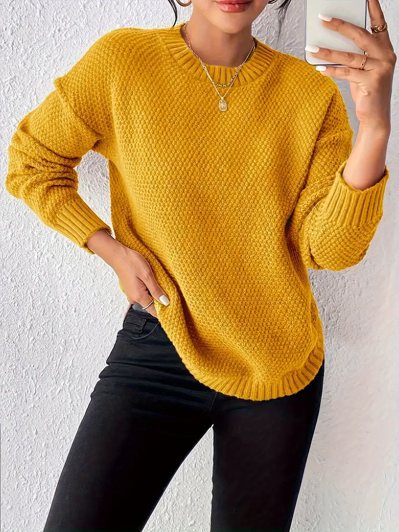 Pull en Maille à Col Rond pour Femmes