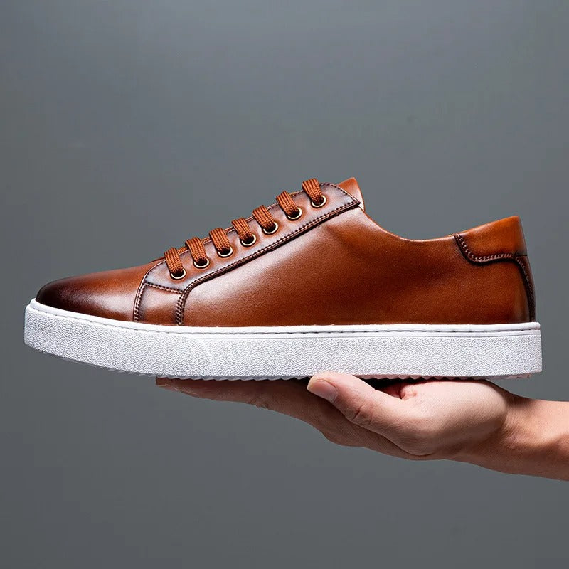 Michel | Sneakers en Cuir Haut de Gamme à Lacets pour Homme – Confort et Durabilité