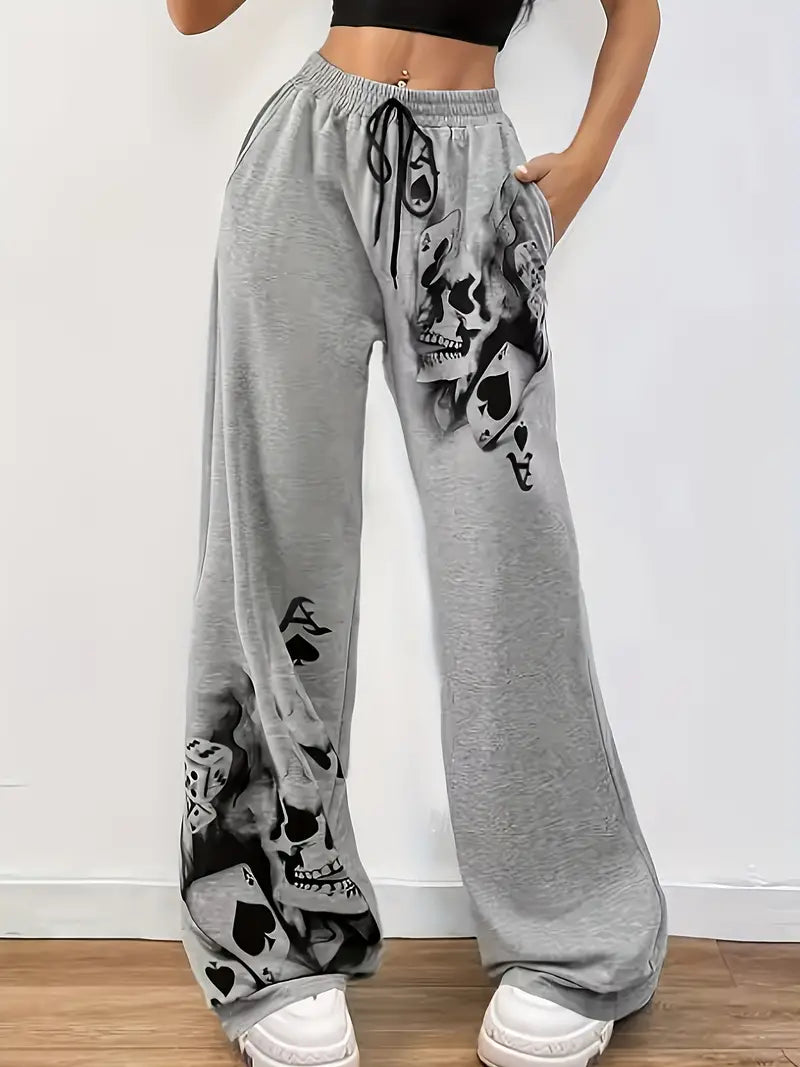 Sally - Pantalon large avec imprimé rook et cordon de serrage