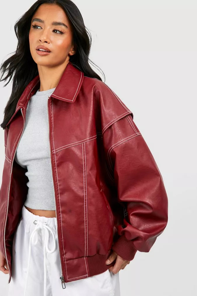 Veste Bomber en Cuir Chic et Luxe pour Femmes