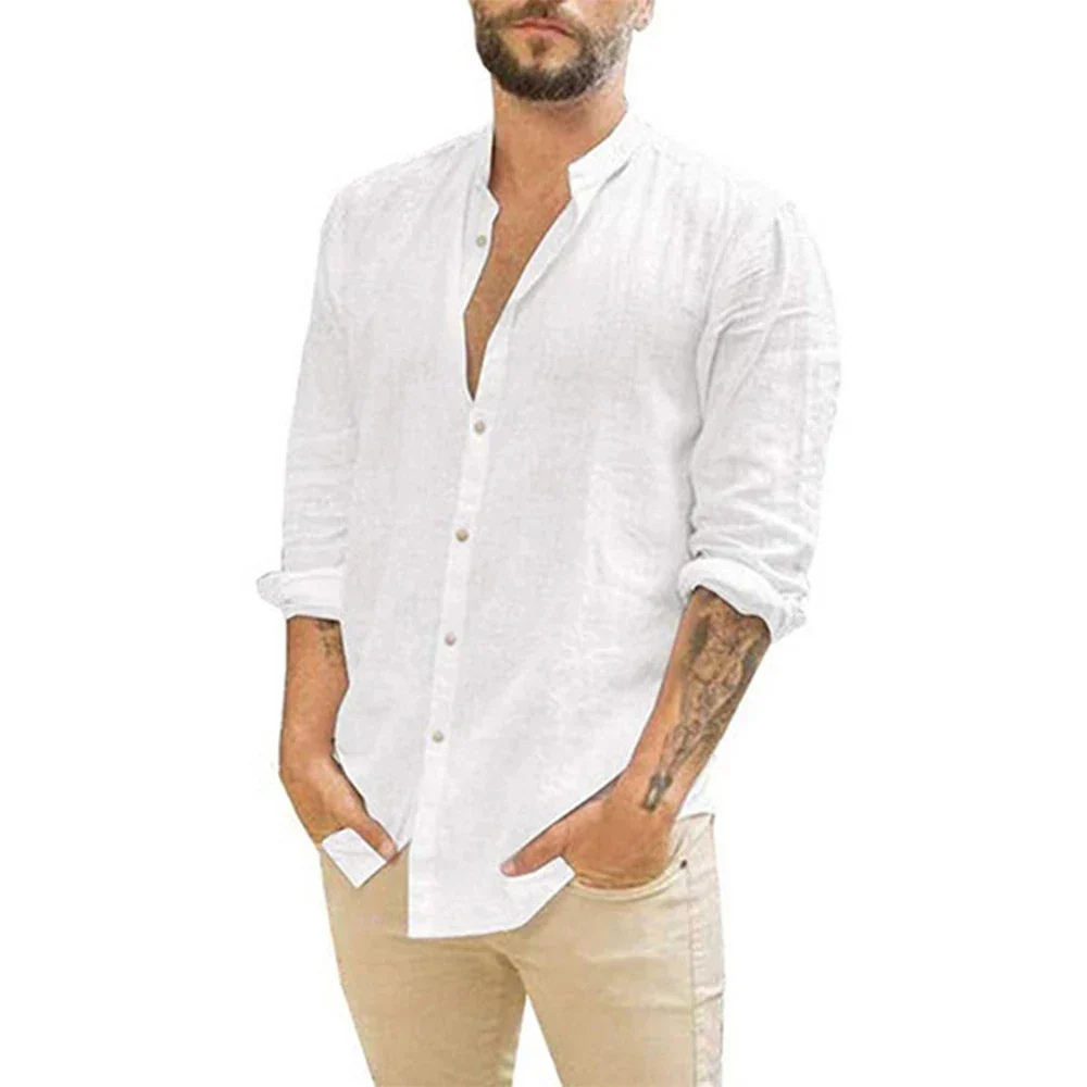 Brendon - Chemise moderne à manches longues et col montant