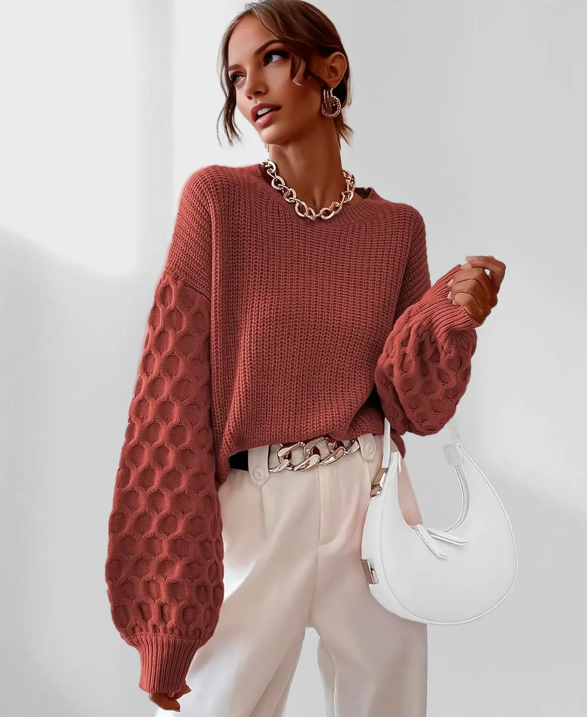 Pull Douillet à Motifs en Tricot Doux pour Femmes