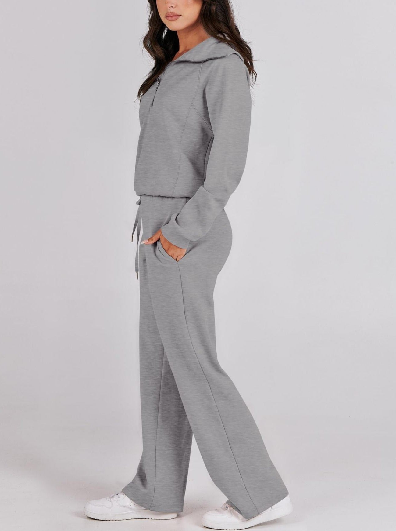 Genzie | Ensemble Femme 2 Pièces - Sweat Oversize et Pantalon à Jambes Larges