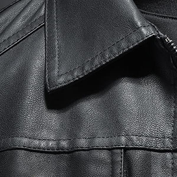 Philippe – Veste en cuir pour hommes avec revers, style biker, alliant robustesse et élégance