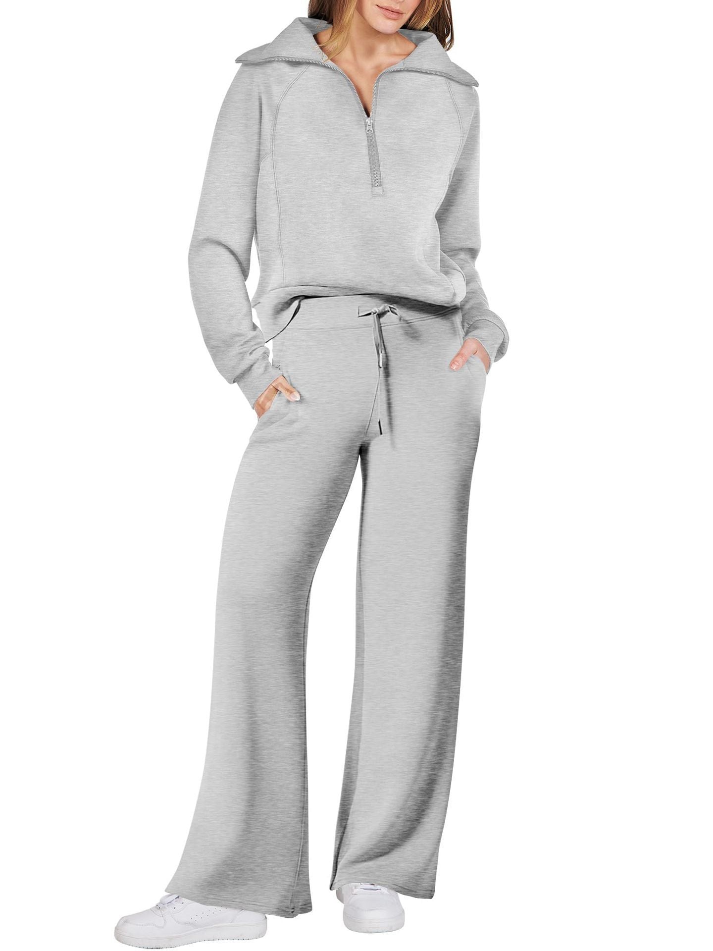 Genzie | Ensemble Femme 2 Pièces - Sweat Oversize et Pantalon à Jambes Larges