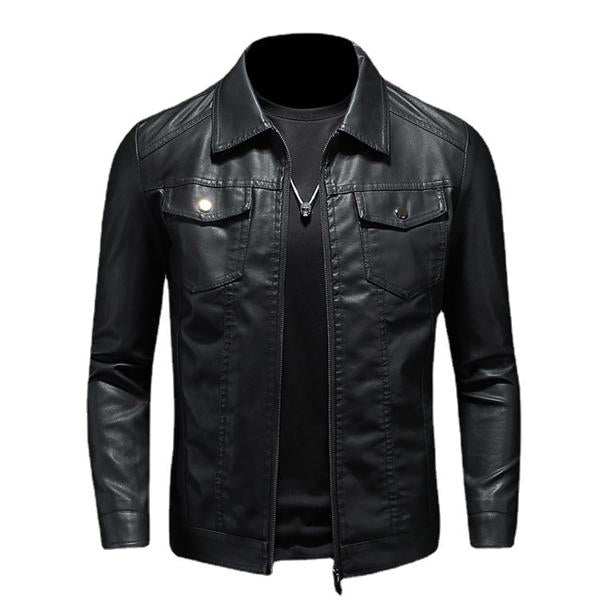 Philippe – Veste en cuir pour hommes avec revers, style biker, alliant robustesse et élégance