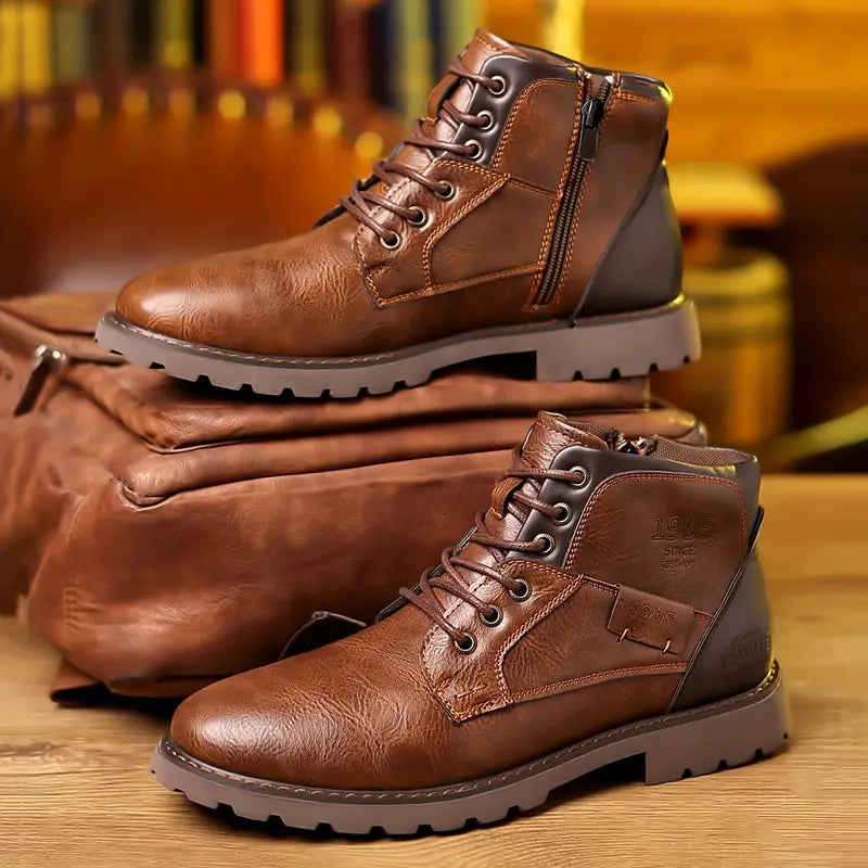 Gaël | Bottines Haut de Gamme pour Hommes avec Lacets et Fermeture Éclair