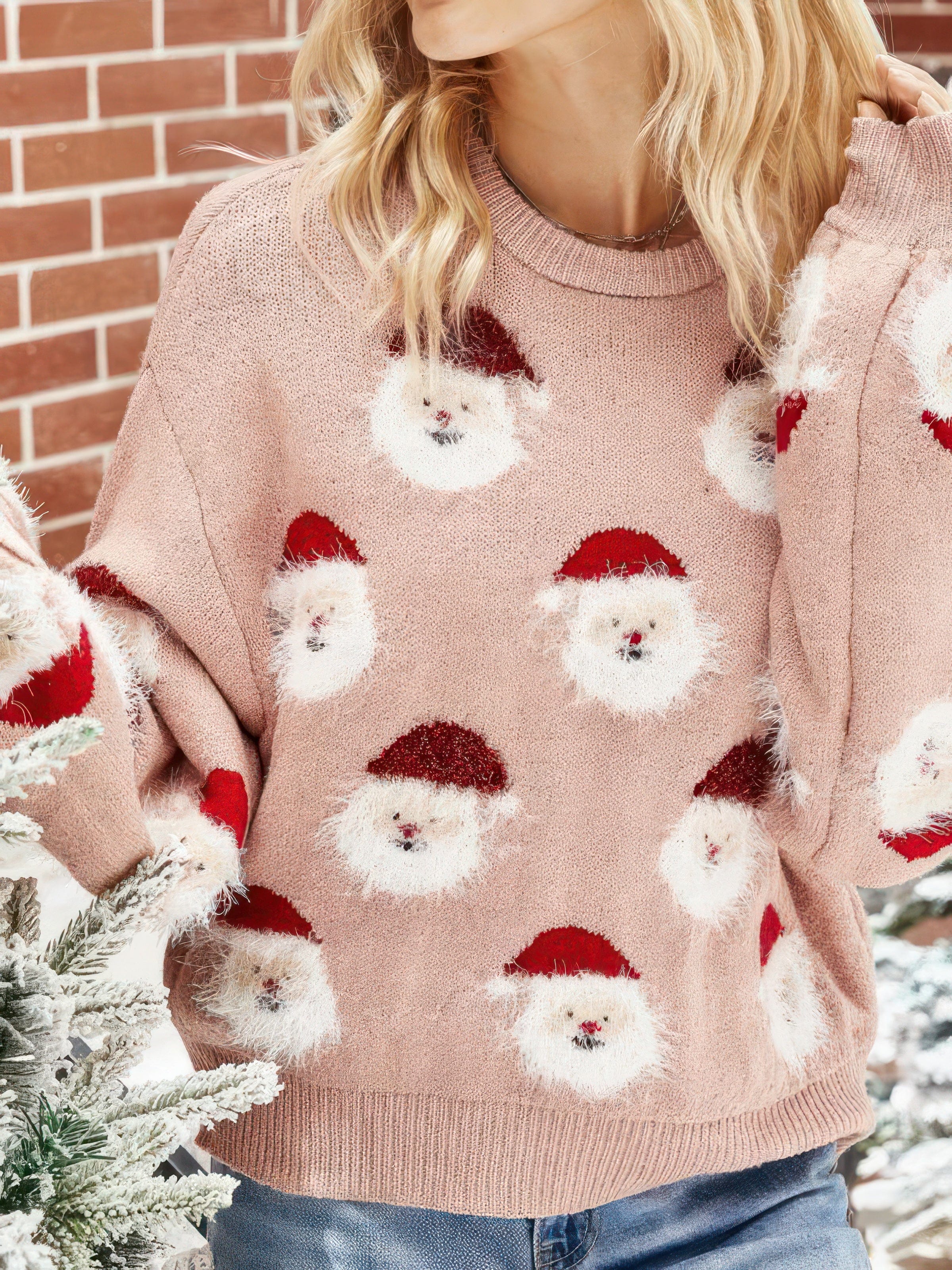 Émilienne | Pull Tricoté avec Motifs Père Noël - Style Festif et Confort