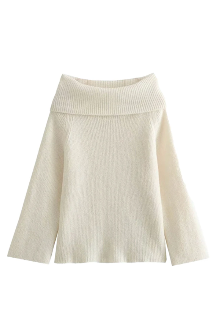 Pull douillet en tricot chaud à épaules nues femmes