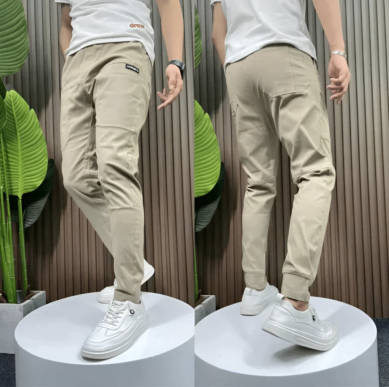 Cédric | Pantalon Cargo Stretch de Haute Qualité pour Homme en Couleur Unie