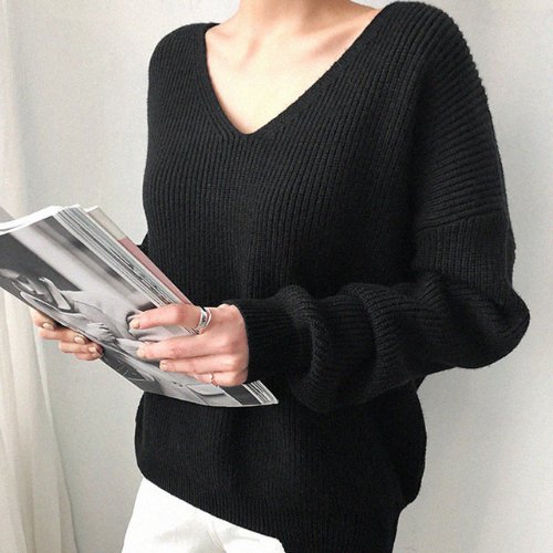 Solène | Pull Tricot Col V Chic et Confortable