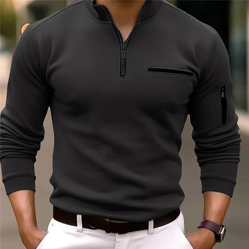 Polo Shirt Ajusté pour Hommes avec Zip Quart