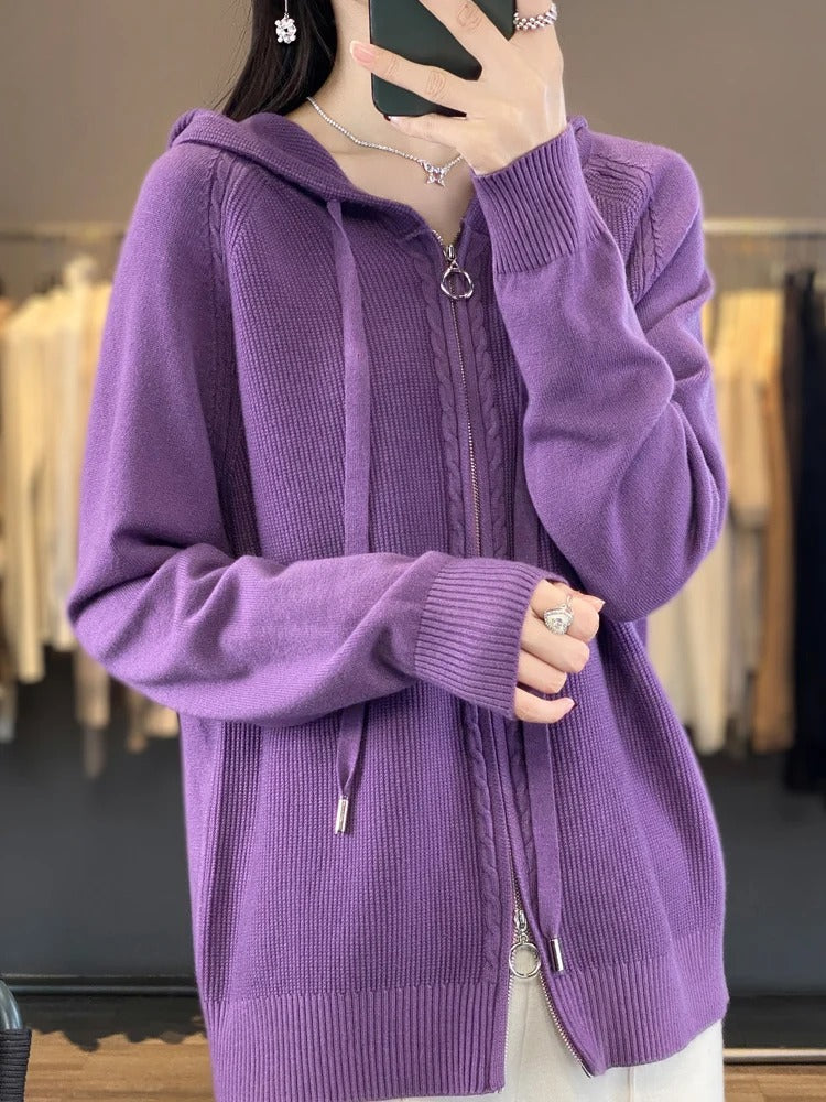 Florence - Pull d'hiver en tricot avec capuche