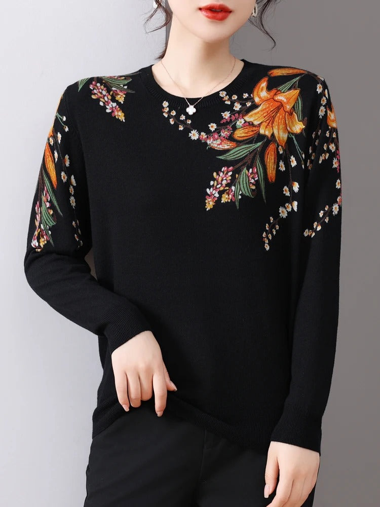 Geraldine - Strickpullover mit Blumen-Print