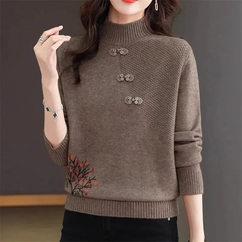 Evie - Pull basique en tricot avec col montant