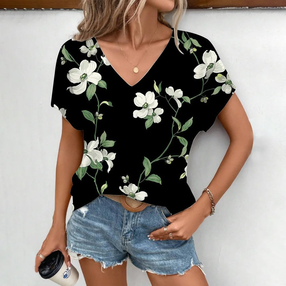 Audrey - Chemise élégante à manches courtes et décolleté en V