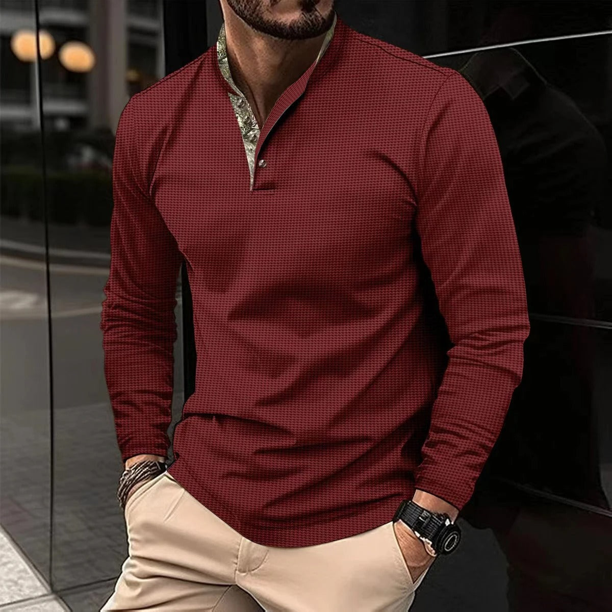 Polo Shirt Longsleeve Élégant Coloré pour Hommes