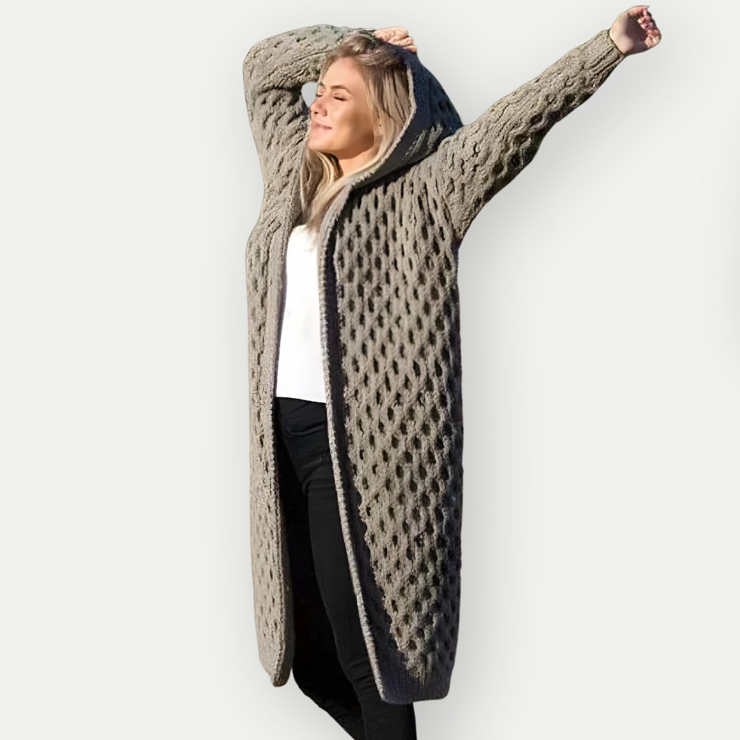 Velantha | Cardigan long chaud à capuche pour femme