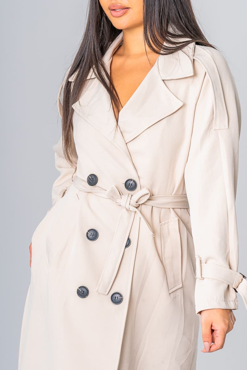 Gurina | Élégant Trench-Coat Beige avec Ceinture