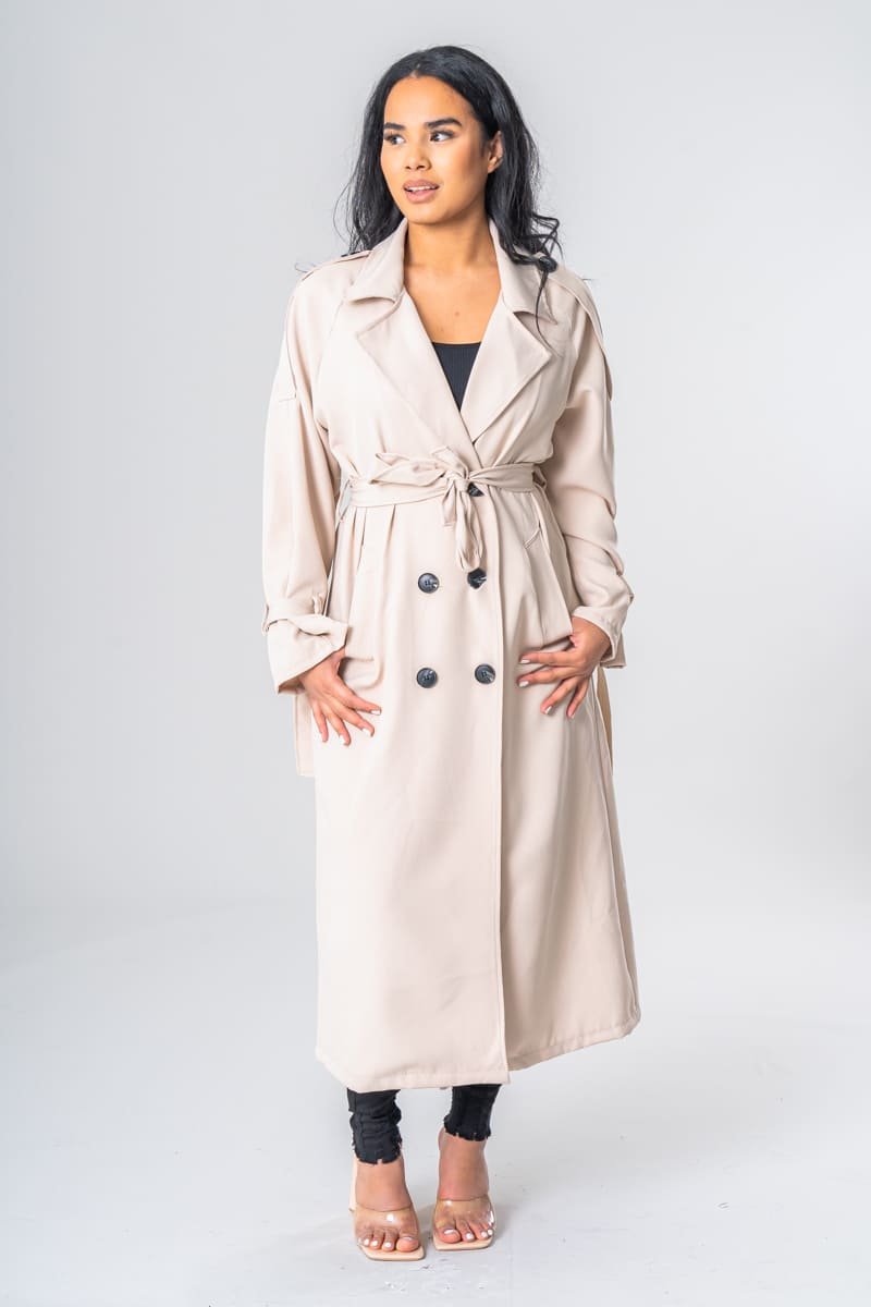 Gurina | Élégant Trench-Coat Beige avec Ceinture