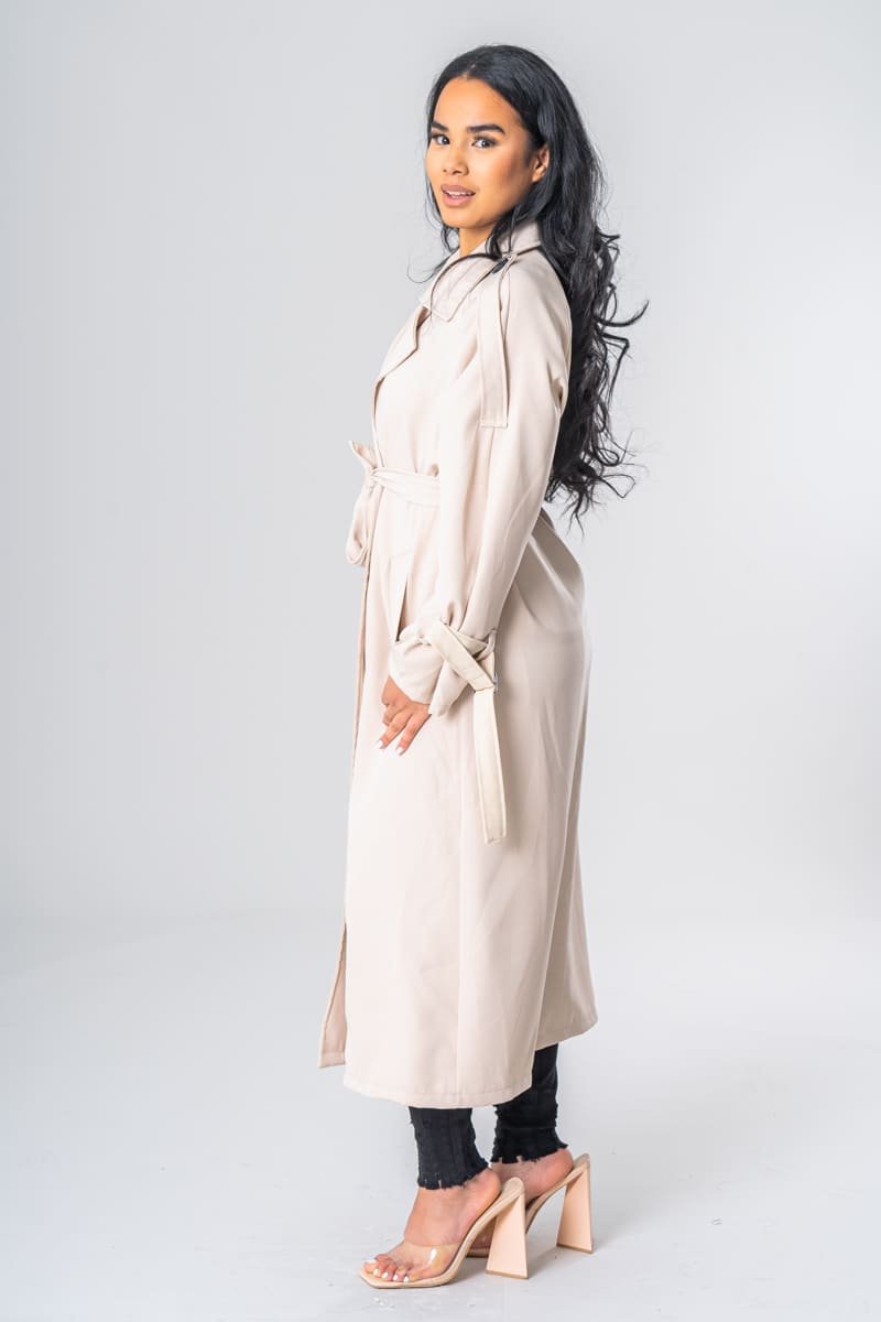 Gurina | Élégant Trench-Coat Beige avec Ceinture