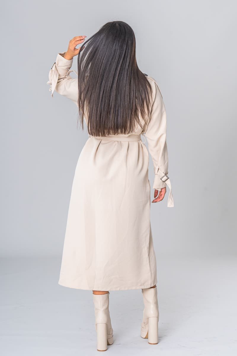 Gurina | Élégant Trench-Coat Beige avec Ceinture