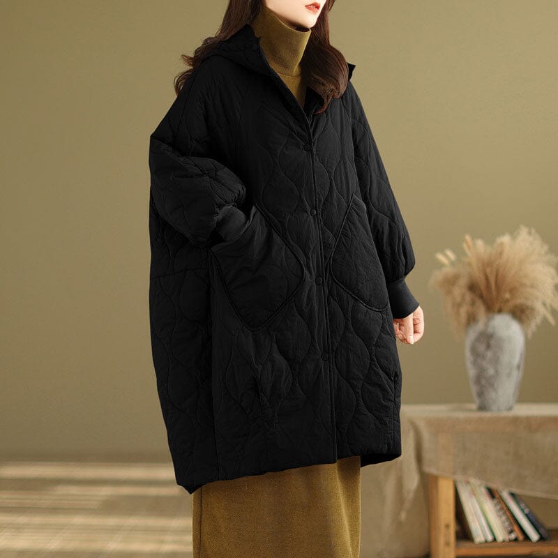 Danaëlle | Manteau Femme Oversized, Coupe Ample, Matelassé Ondulé, Poches Large, Duvet Chaud