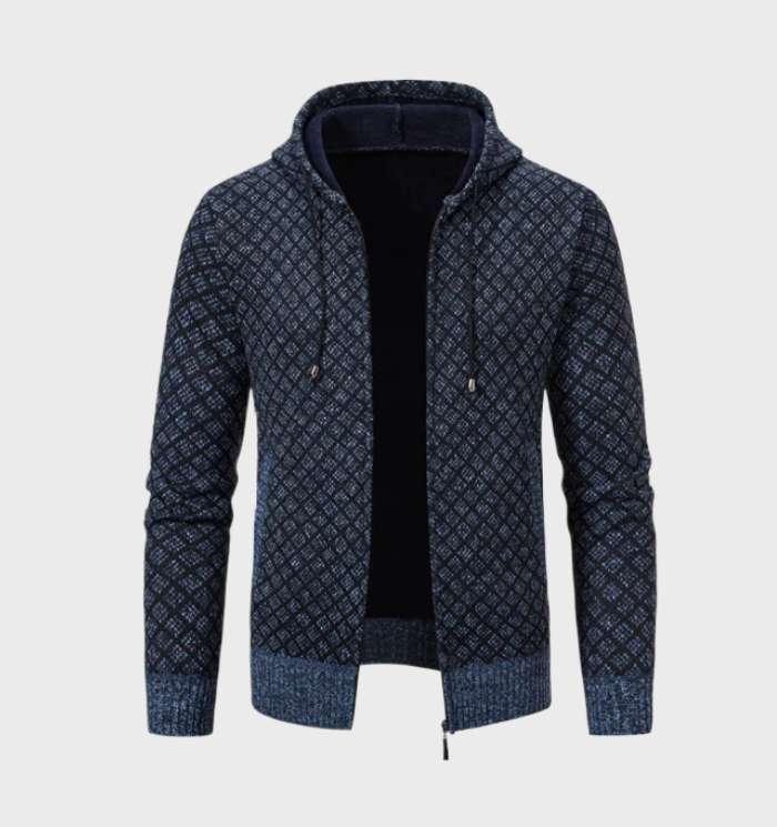 Xsander | Veste Argyle avec Capuche à Cordon et Fermeture Zippée Intégrale