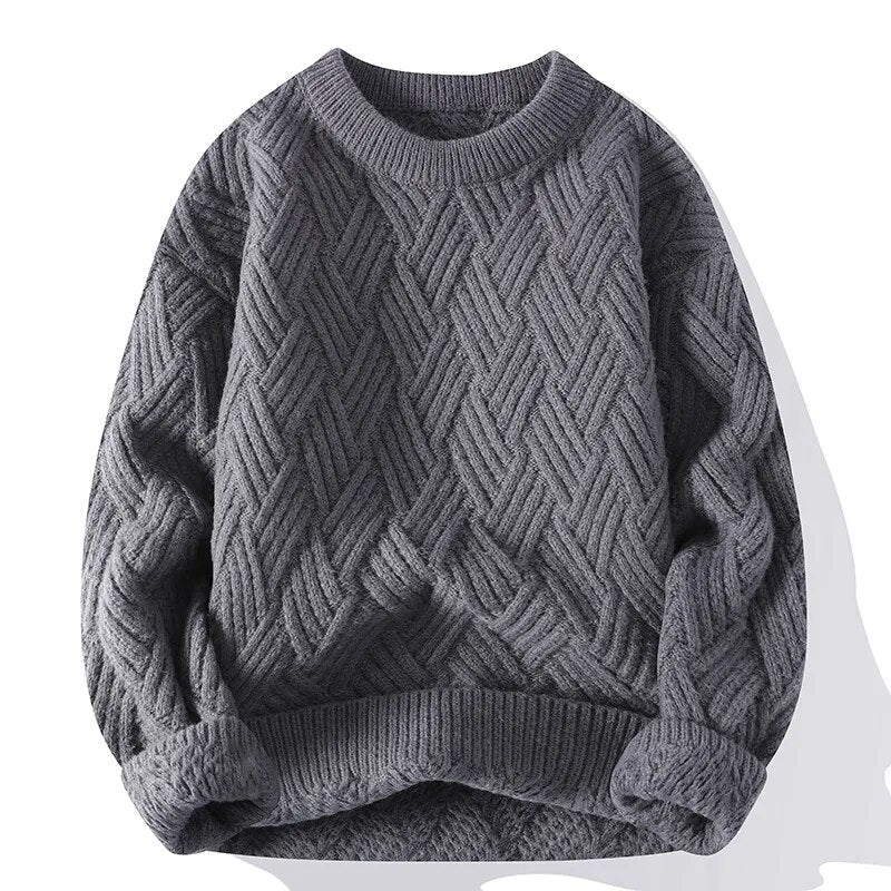 Johny | Pull en maille torsadée vintage pour homme à col rond